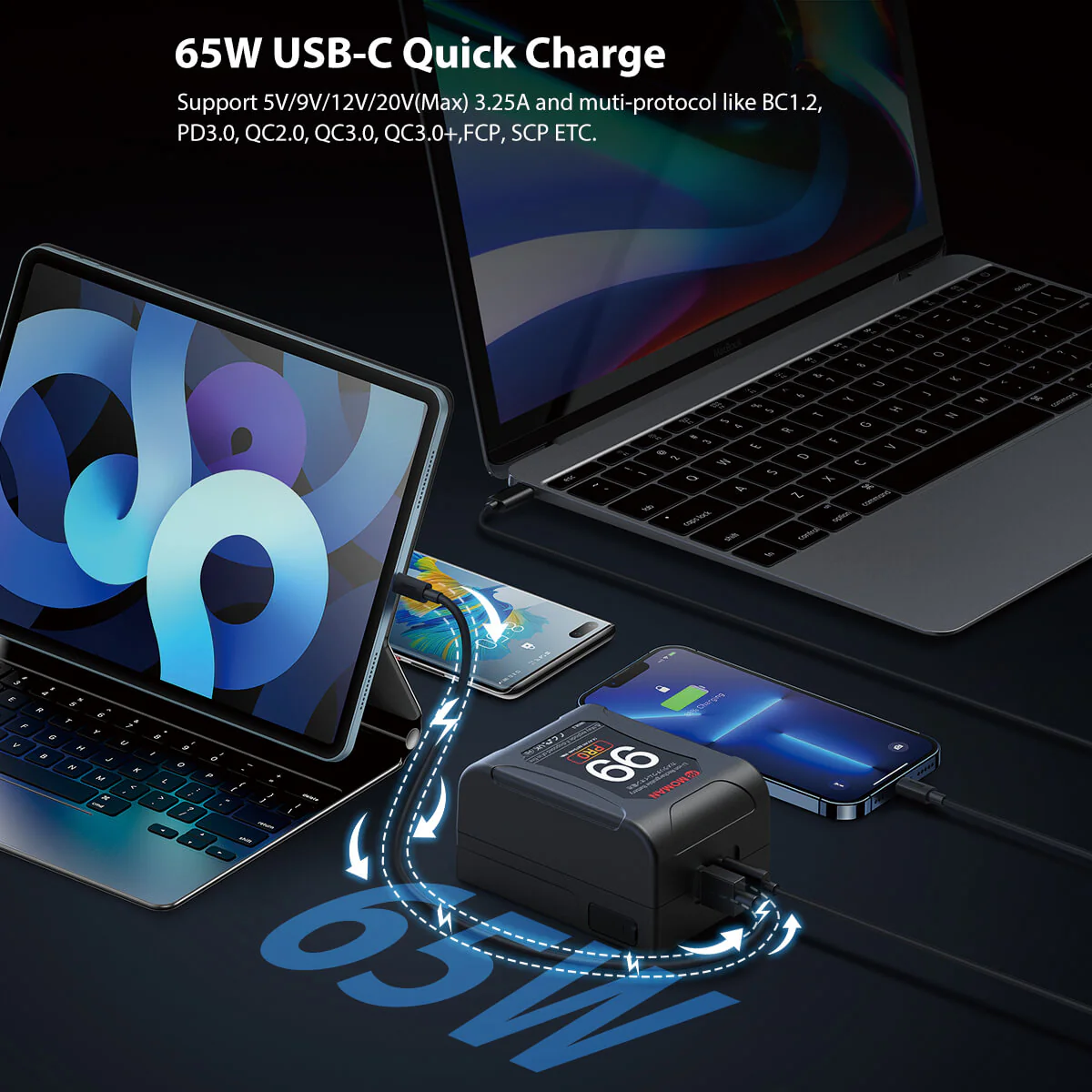 Moman Power 99 Pro 99Wh V Mount Battery with Display, Dual D-Tap, USB-A, and USB-C Ports - Image 4