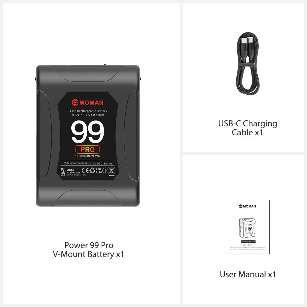 Moman Power 99 Pro 99Wh V Mount Battery with Display, Dual D-Tap, USB-A, and USB-C Ports - Image 9