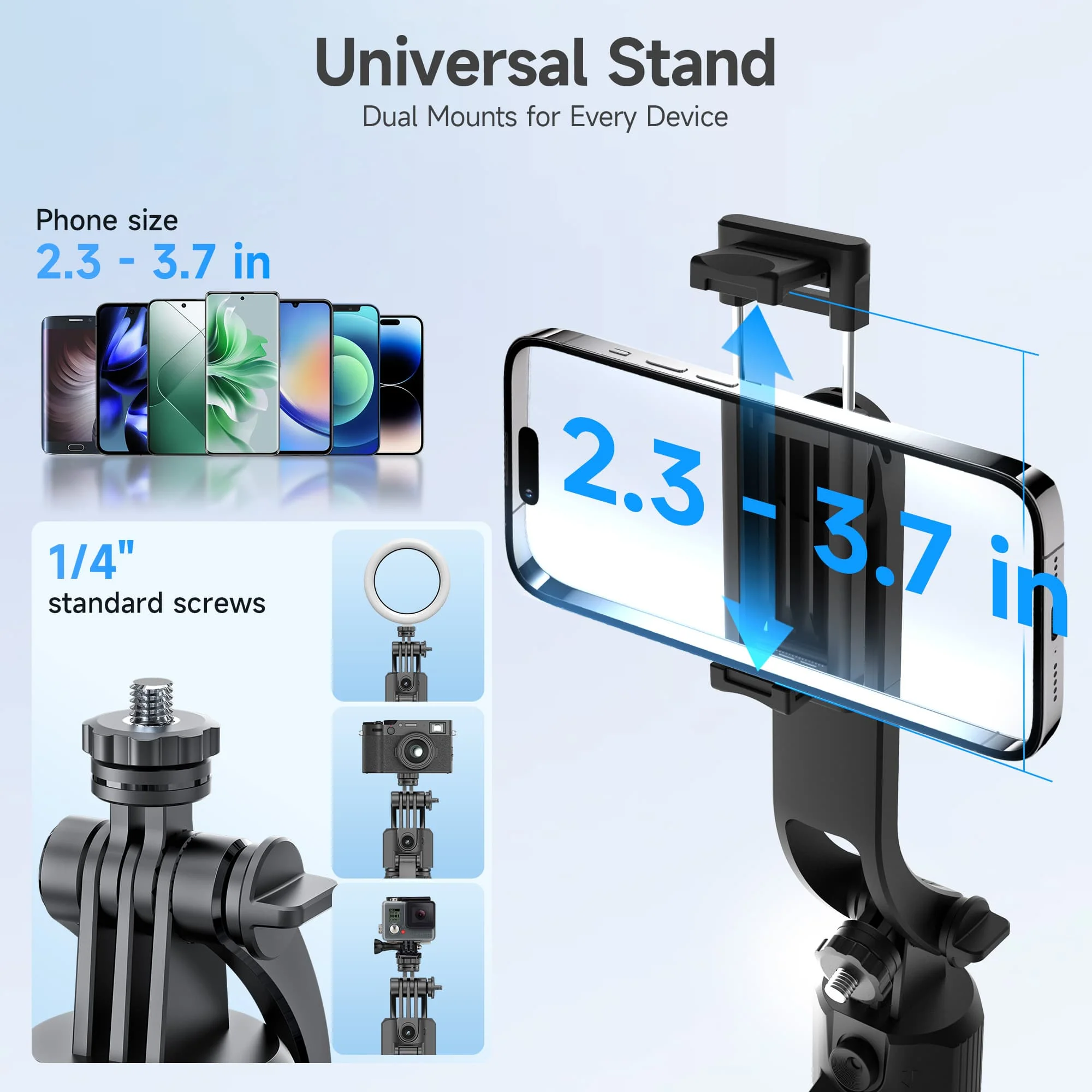 Moman TT07 Auto Tracking Tripod for Phone, with Auto-Open Base, 360° Pan & 270° Tilt, 18"-69" Selfie Stick, and Detachable Remote - Image 5
