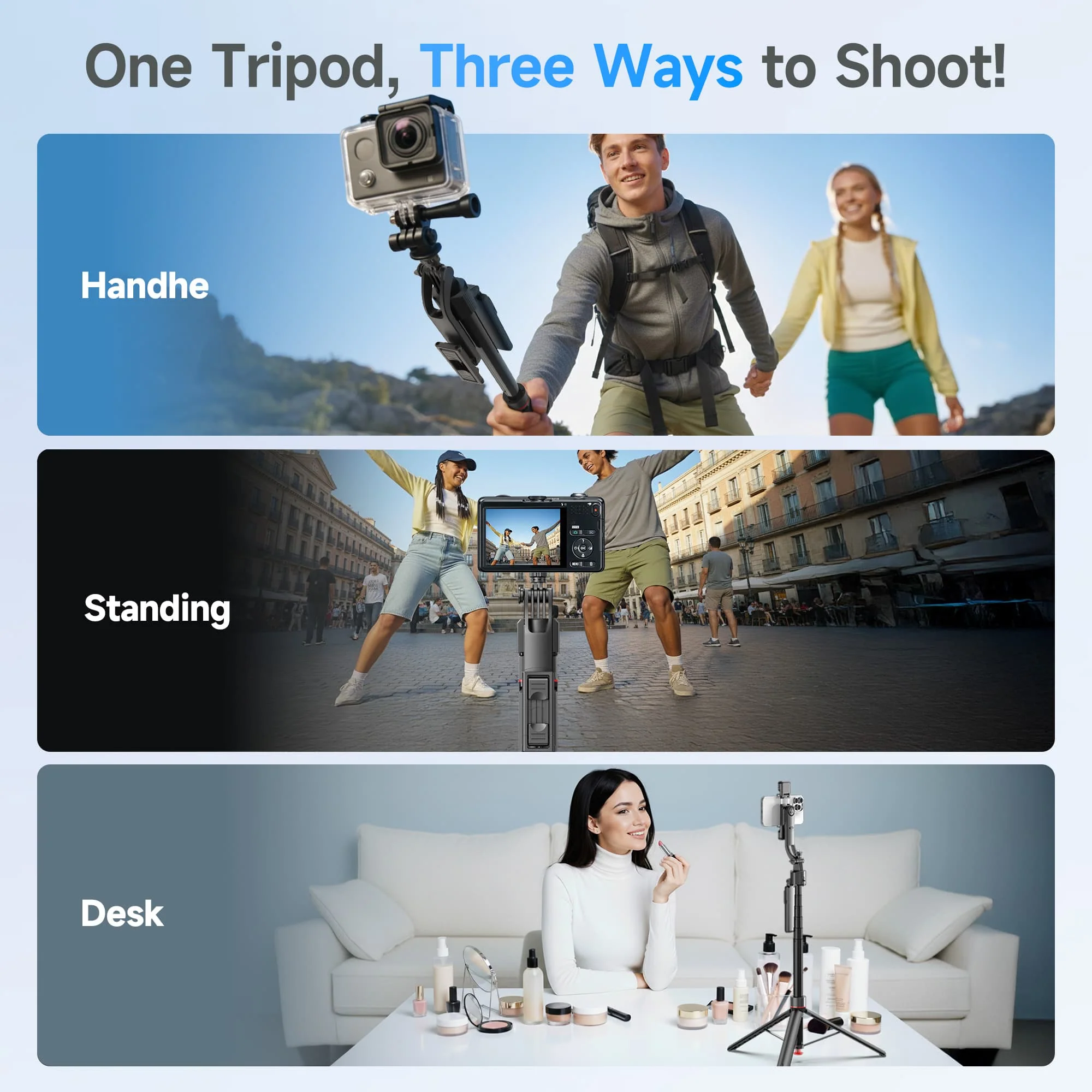 Moman TT07 Auto Tracking Tripod for Phone, with Auto-Open Base, 360° Pan & 270° Tilt, 18"-69" Selfie Stick, and Detachable Remote - Image 7