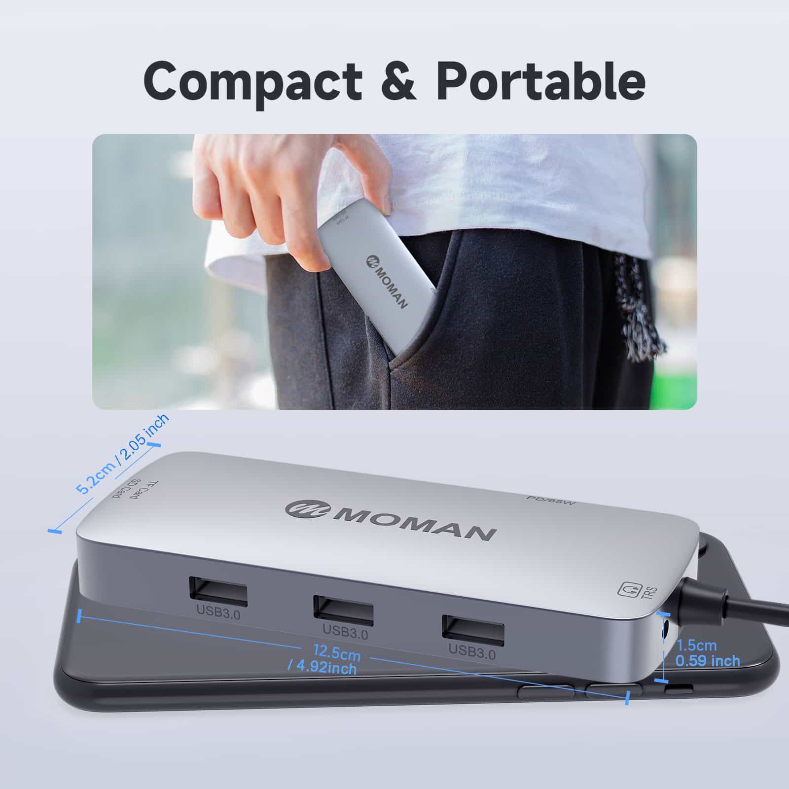 Moman CT9 Best Gift for Amateur Photographer, USB-C Hub for Laptop, Camera, Phone - Image 5