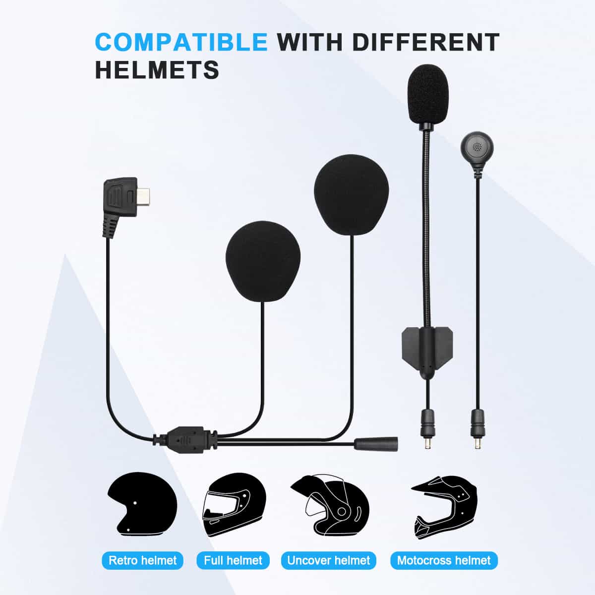 【For Moman H2/H2 Pro Only】Bluetooth Motorcycle Helmet Speaker with 2-in-1 Soft and Hard Microphones - Image 3