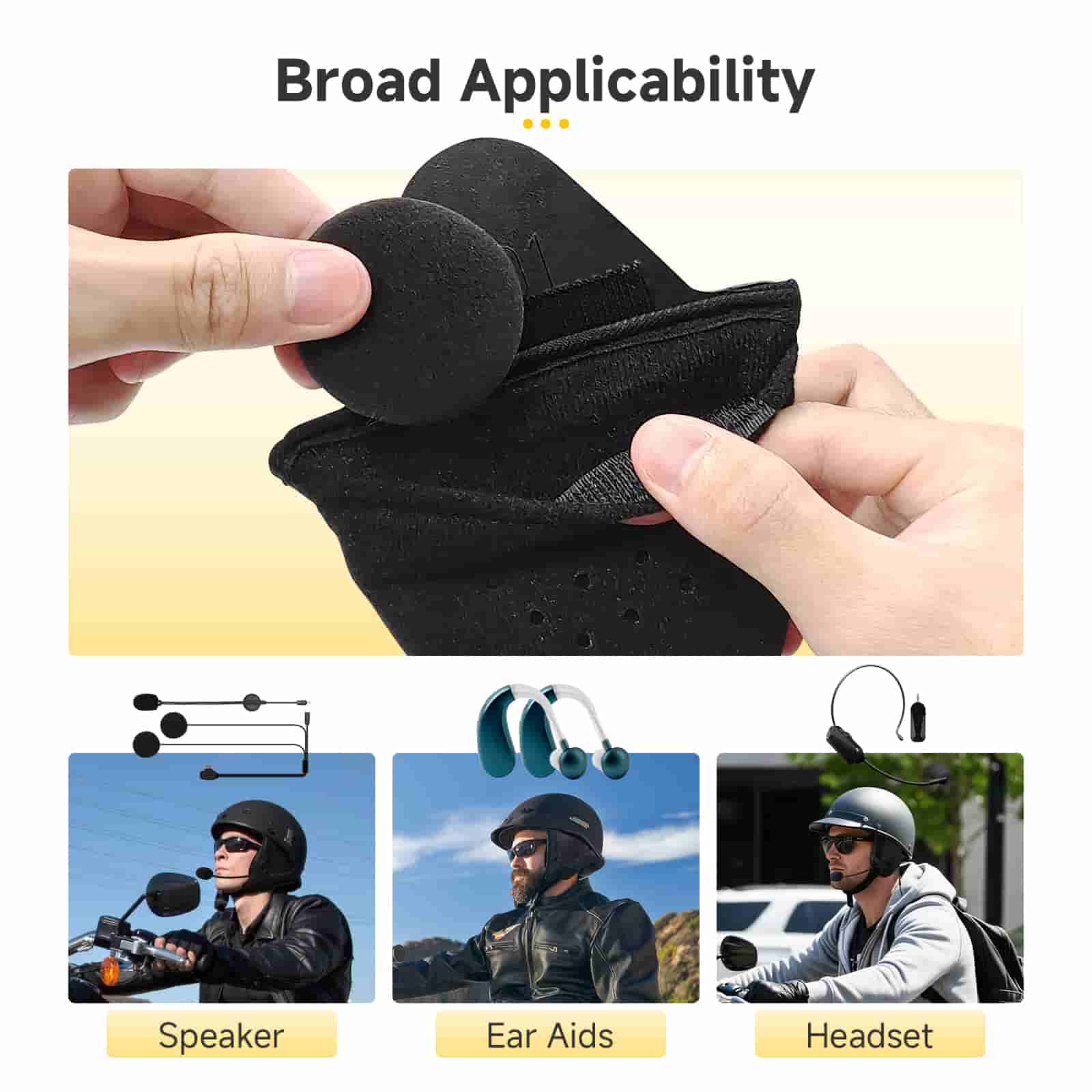 Moman HEB Half Helmet Speaker Pockets with Dual Lock System, Fits Half Helmets with Narrow or Wide Straps, Blocks Wind Noise and Cold - Image 3