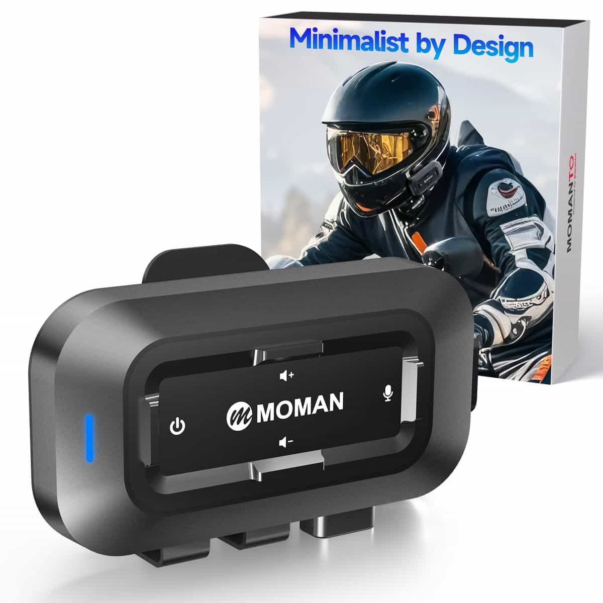 Moman RS-C Headset for Motorcycle Riders, 40mm HiFi Speakers, Dual Mic Options for Various Helmet Types, Glove-Friendly Control Buttons - Image 2