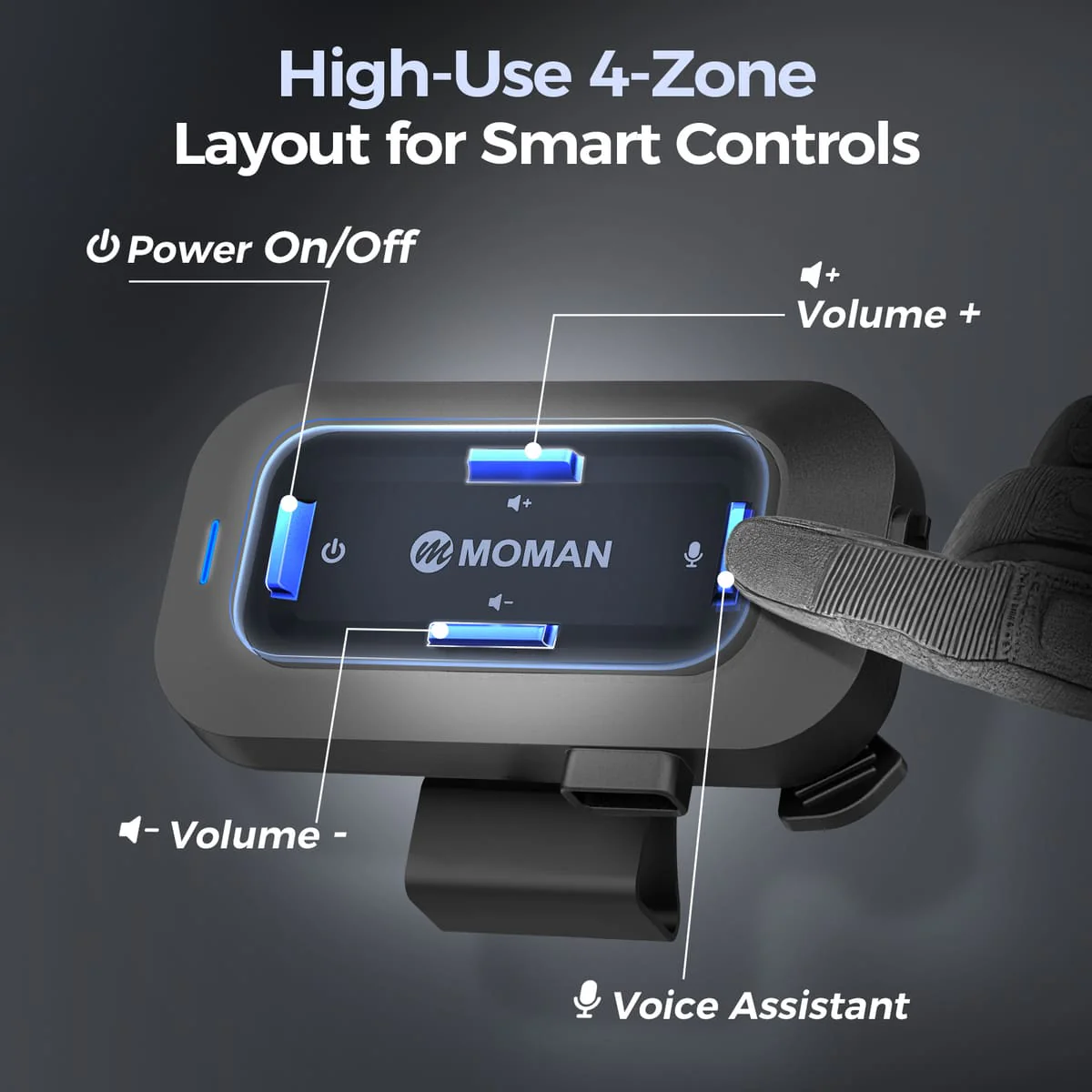 Moman RS-C Headset for Motorcycle Riders, 40mm HiFi Speakers, Dual Mic Options for Various Helmet Types, Glove-Friendly Control Buttons - Image 5