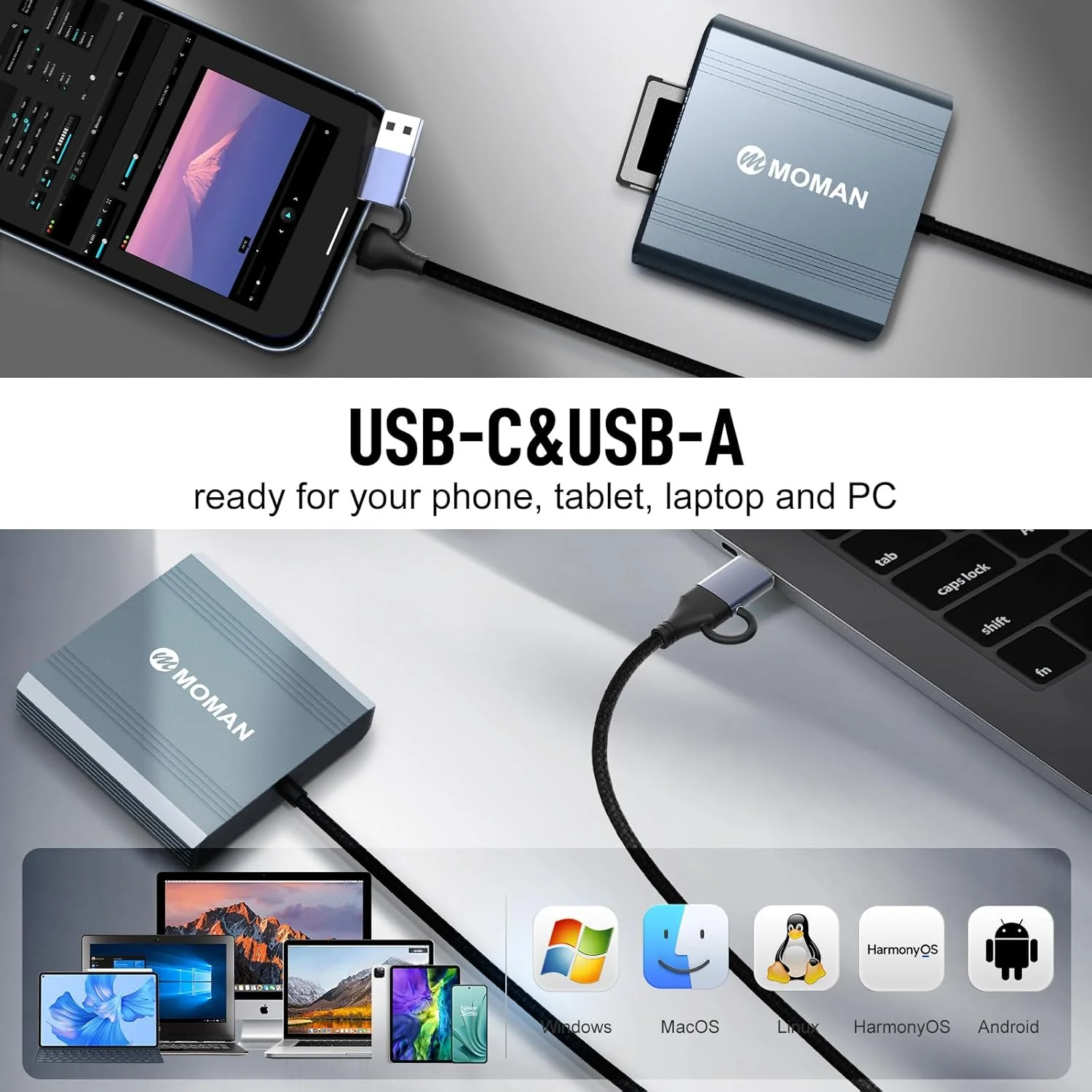 Gift for Beginner Photographer Moman C1B CFexpress Card Reader, USB 3.1 Gen 2 High-speed Data Transfer Adapter for Windows - Image 3