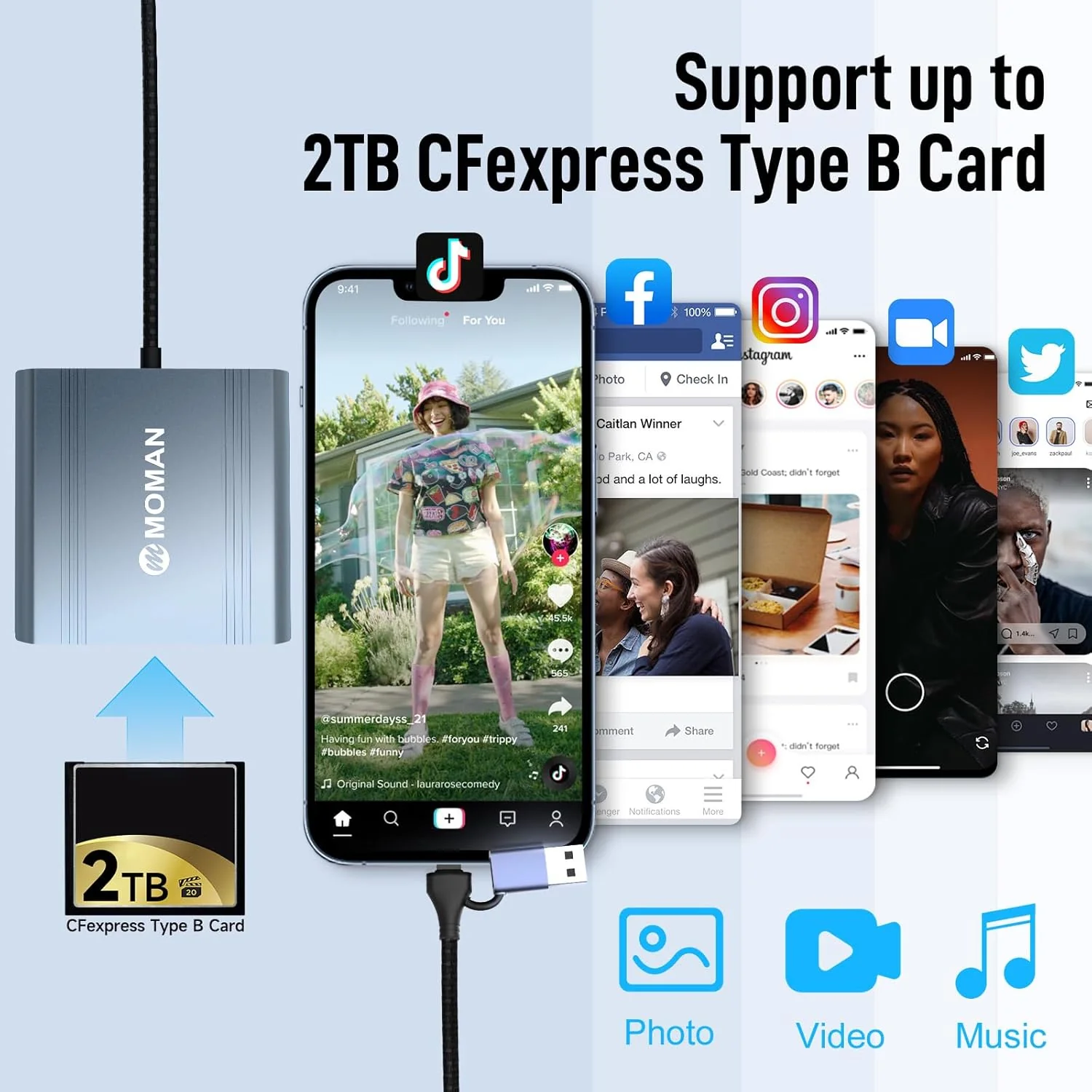 Gift for Beginner Photographer Moman C1B CFexpress Card Reader, USB 3.1 Gen 2 High-speed Data Transfer Adapter for Windows - Image 4