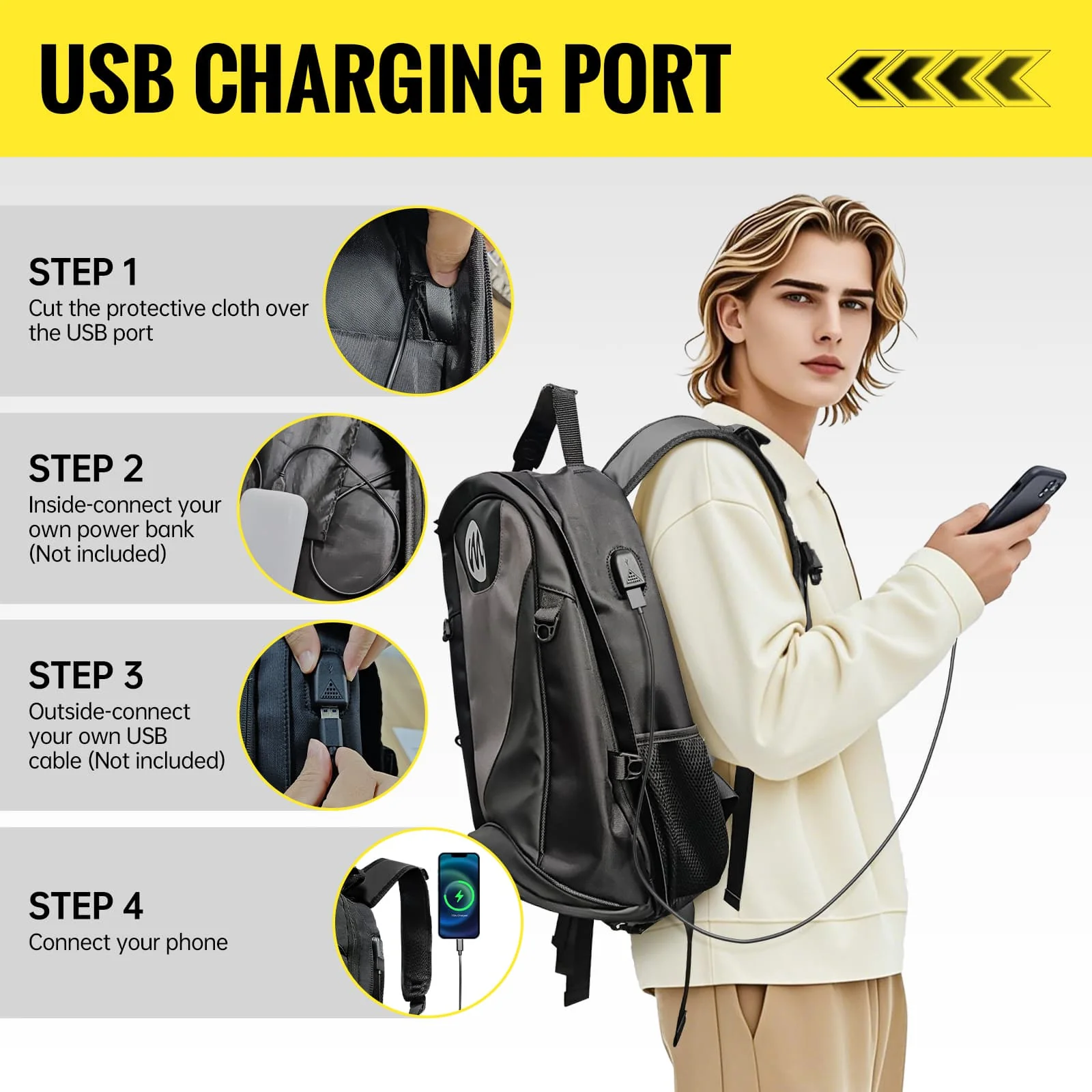 Moman BM1 Motorcycle Backpack with Helmet Holder, 40L Capacity, Multiple Pockets, Waterproof, USB Charging Port Featured - Image 7