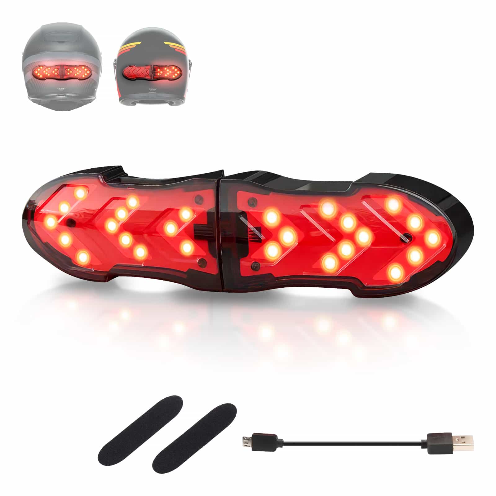 Moman HLT1 Motorcycle Helmet LED Brake Light, Flashing/Left/Right Turn Signals Included, 24-hour Use, IPX4 Waterproof