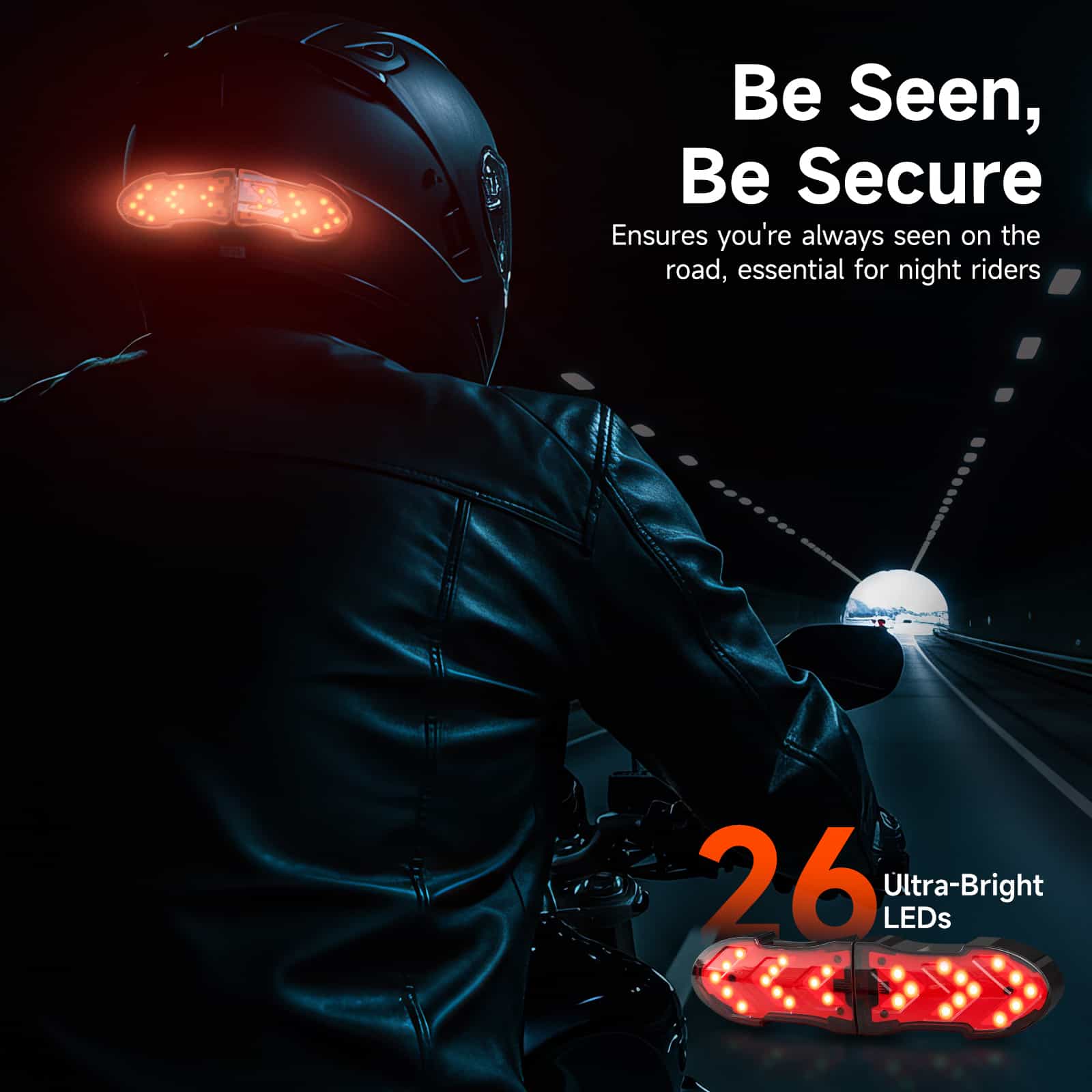 Moman HLT1 Motorcycle Helmet LED Brake Light, Flashing/Left/Right Turn Signals Included, 24-hour Use, IPX4 Waterproof - Image 2