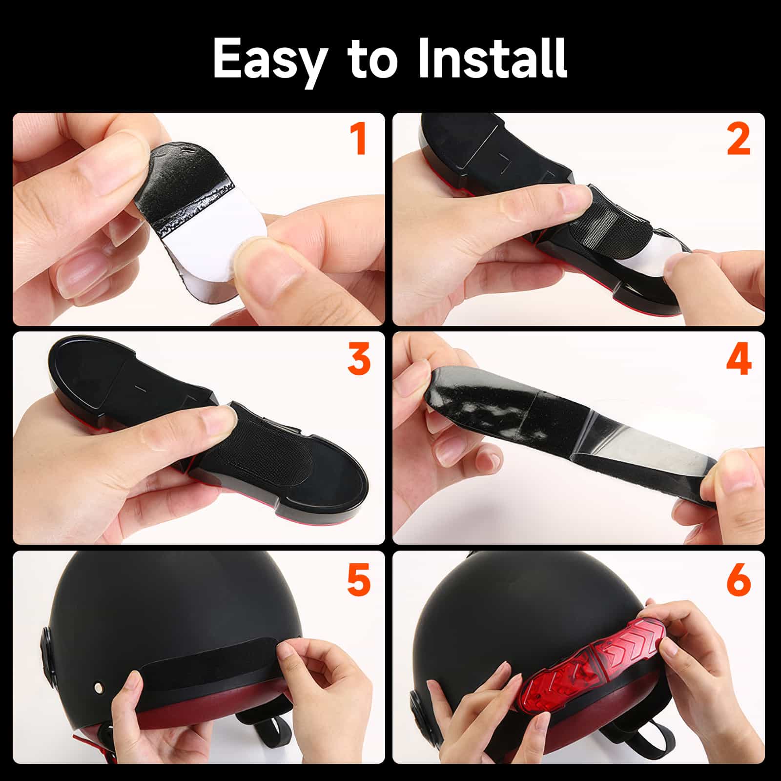 Moman HLT1 Motorcycle Helmet LED Brake Light, Flashing/Left/Right Turn Signals Included, 24-hour Use, IPX4 Waterproof - Image 6