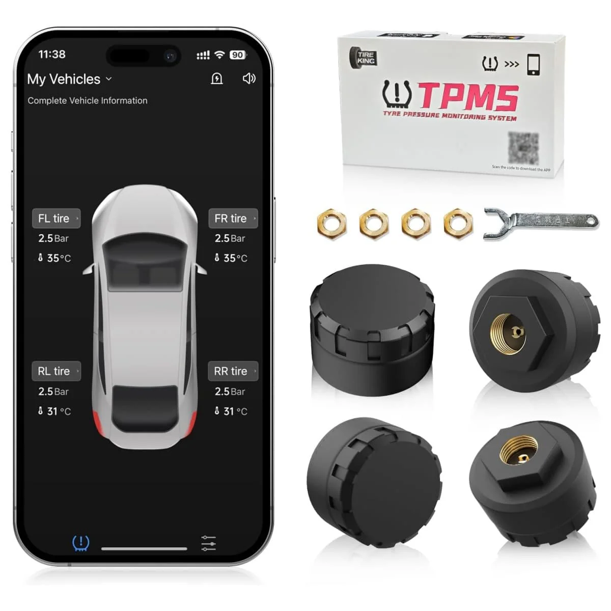 Moman M2 Motorcycle Tyre Pressure Monitor, Wireless TPMS with App Alerts, Instant Voice Warnings, Quick Setup & Rugged Design - Image 9