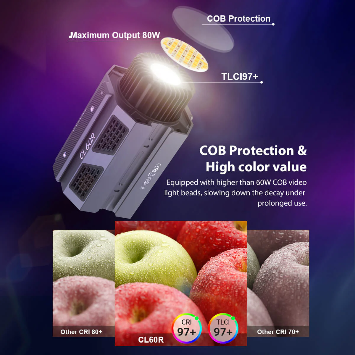 COLBOR CL60R 65W RGB Video Light for Studio and Individual Photography - Image 6