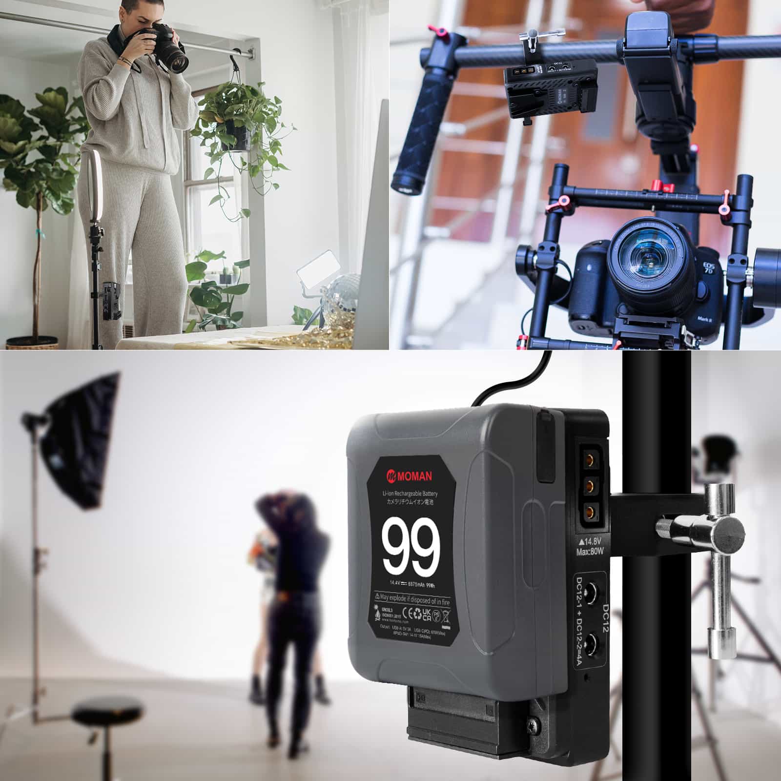 Moman MVBP V Mount Battery Plate for BMPCC 4K, Compatible with Light Stands, Tripods or Rods - Image 11