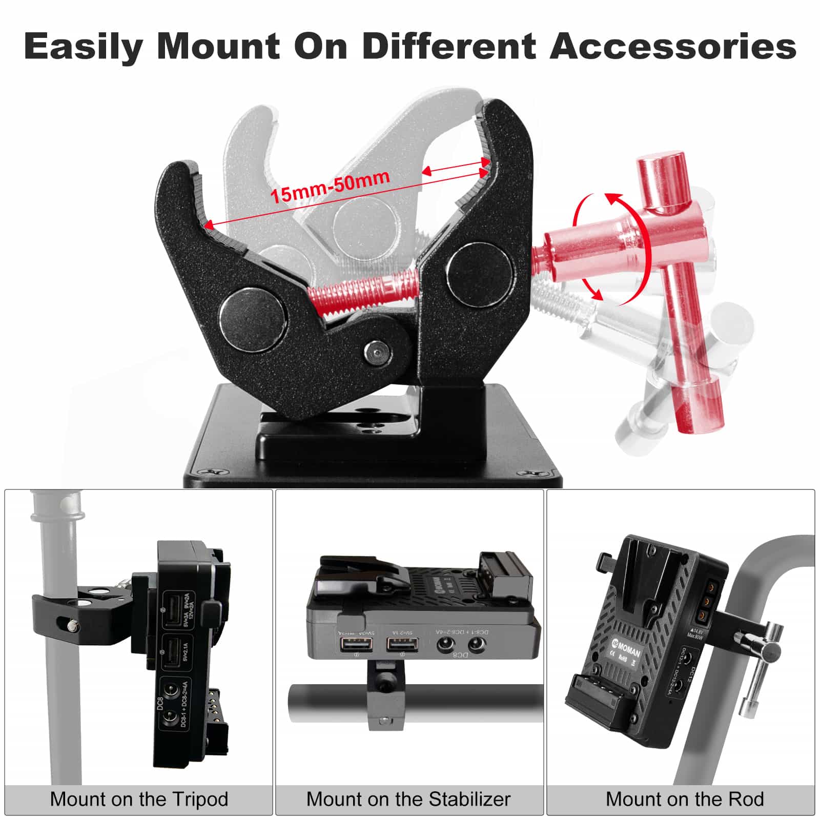 Moman MVBP V Mount Battery Plate for BMPCC 4K, Compatible with Light Stands, Tripods or Rods - Image 7