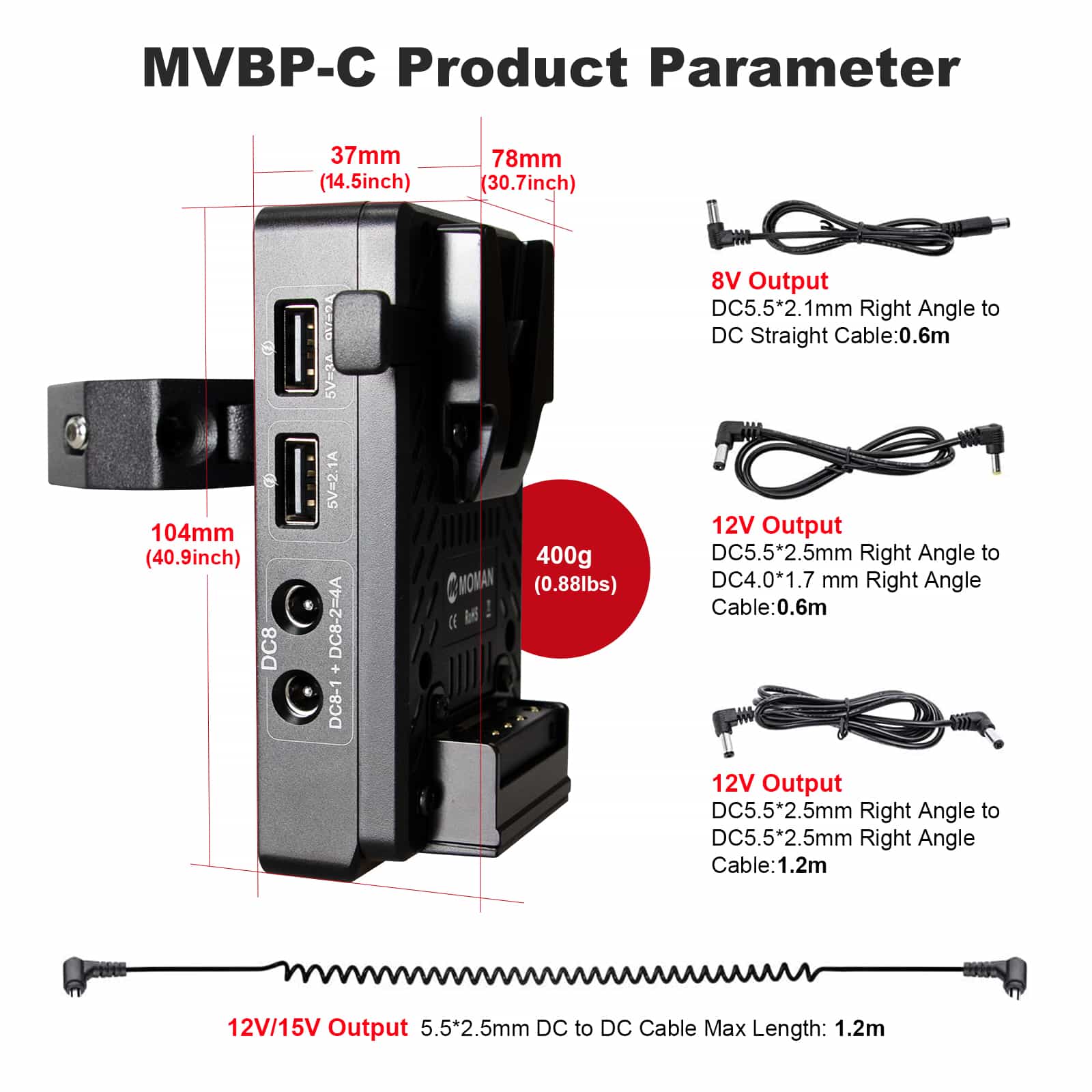 Moman MVBP V Mount Battery Plate for BMPCC 4K, Compatible with Light Stands, Tripods or Rods - Image 9