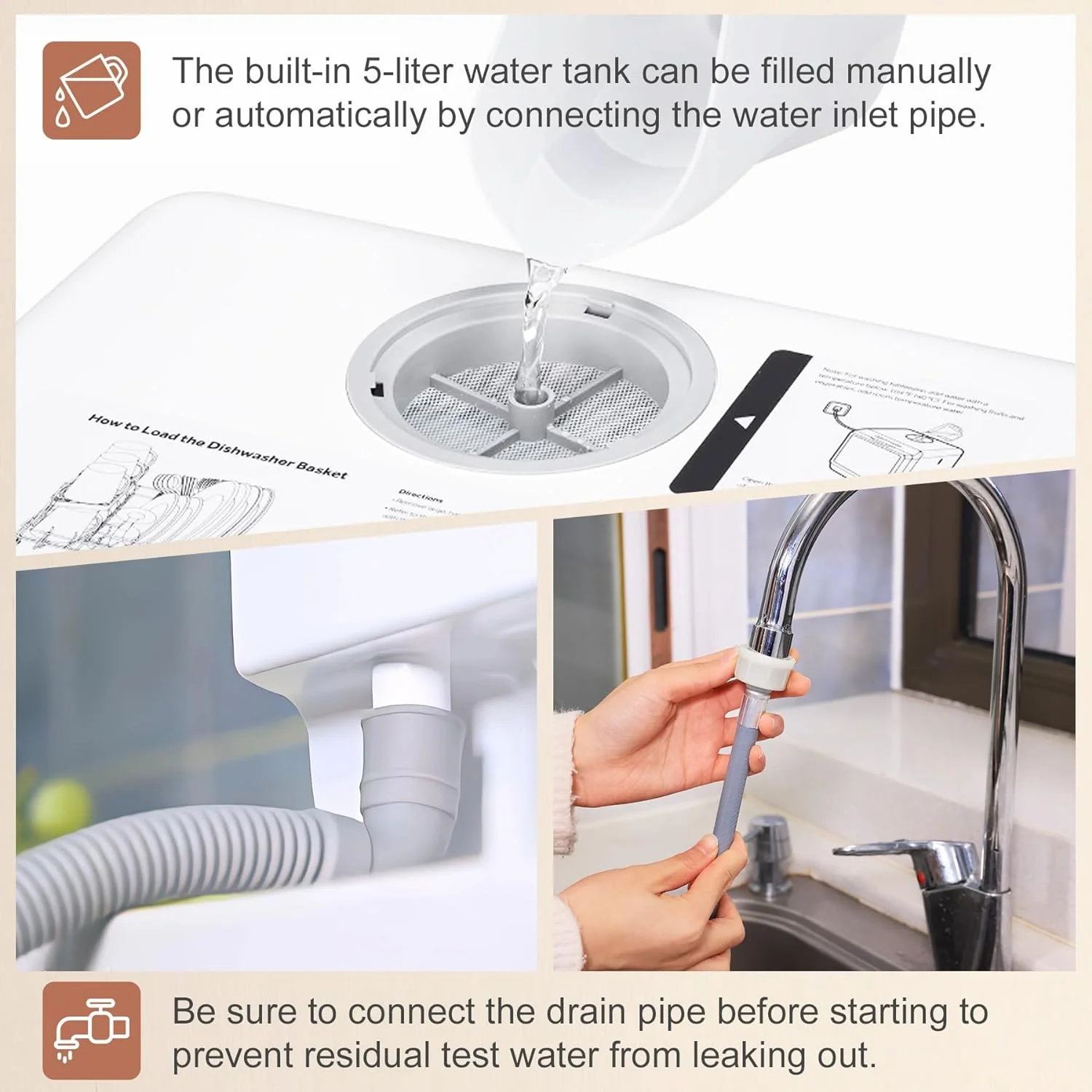 VANiGO dishwasher with water tank,countertop dishwasher with 5 washing programs, portable dishwasher can also be connected to the tap. - Image 3
