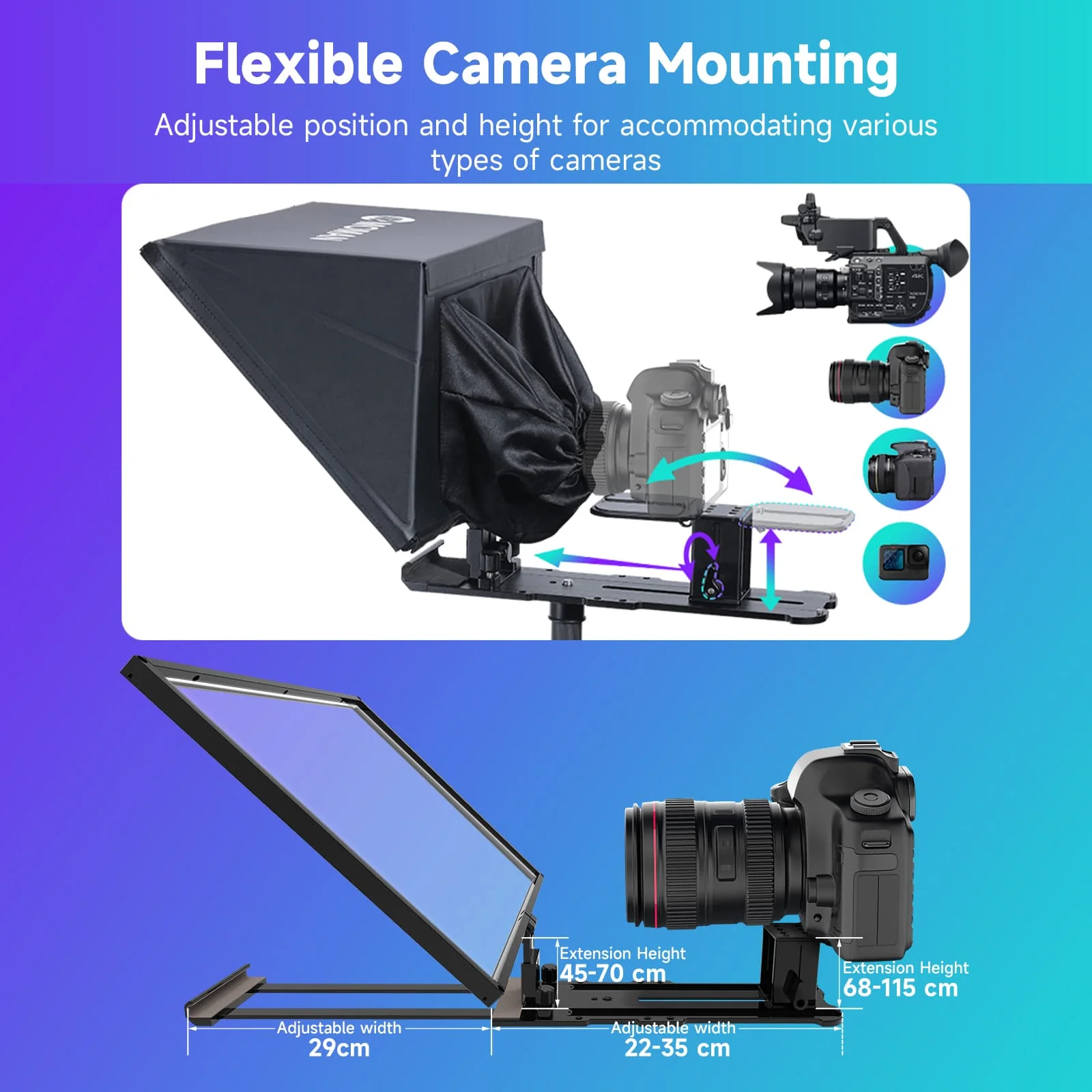 Moman MT16 Video Camera Teleprompter, 16-inch HD Display with APP & Remote Control - Image 4