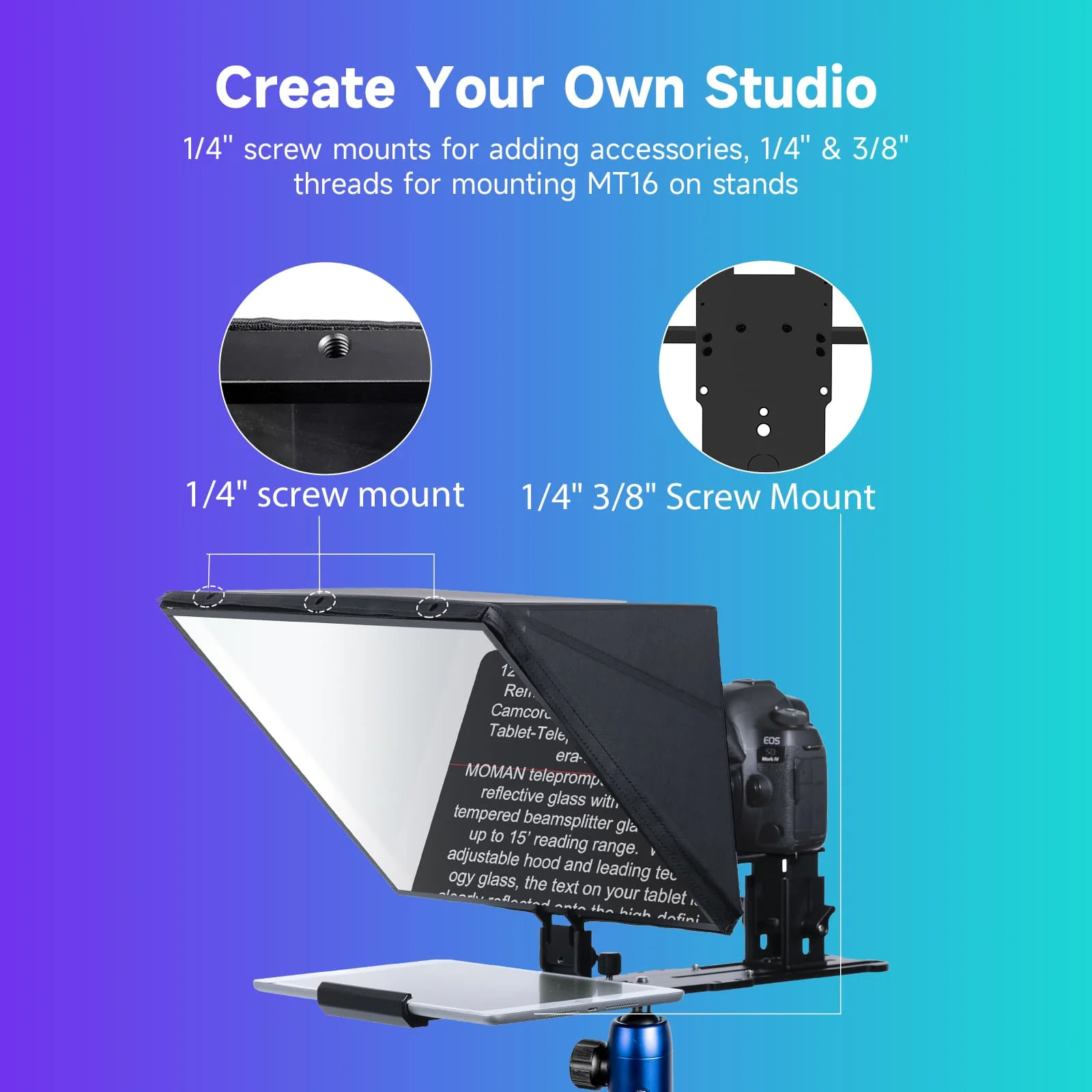 Moman MT16 Video Camera Teleprompter, 16-inch HD Display with APP & Remote Control - Image 5