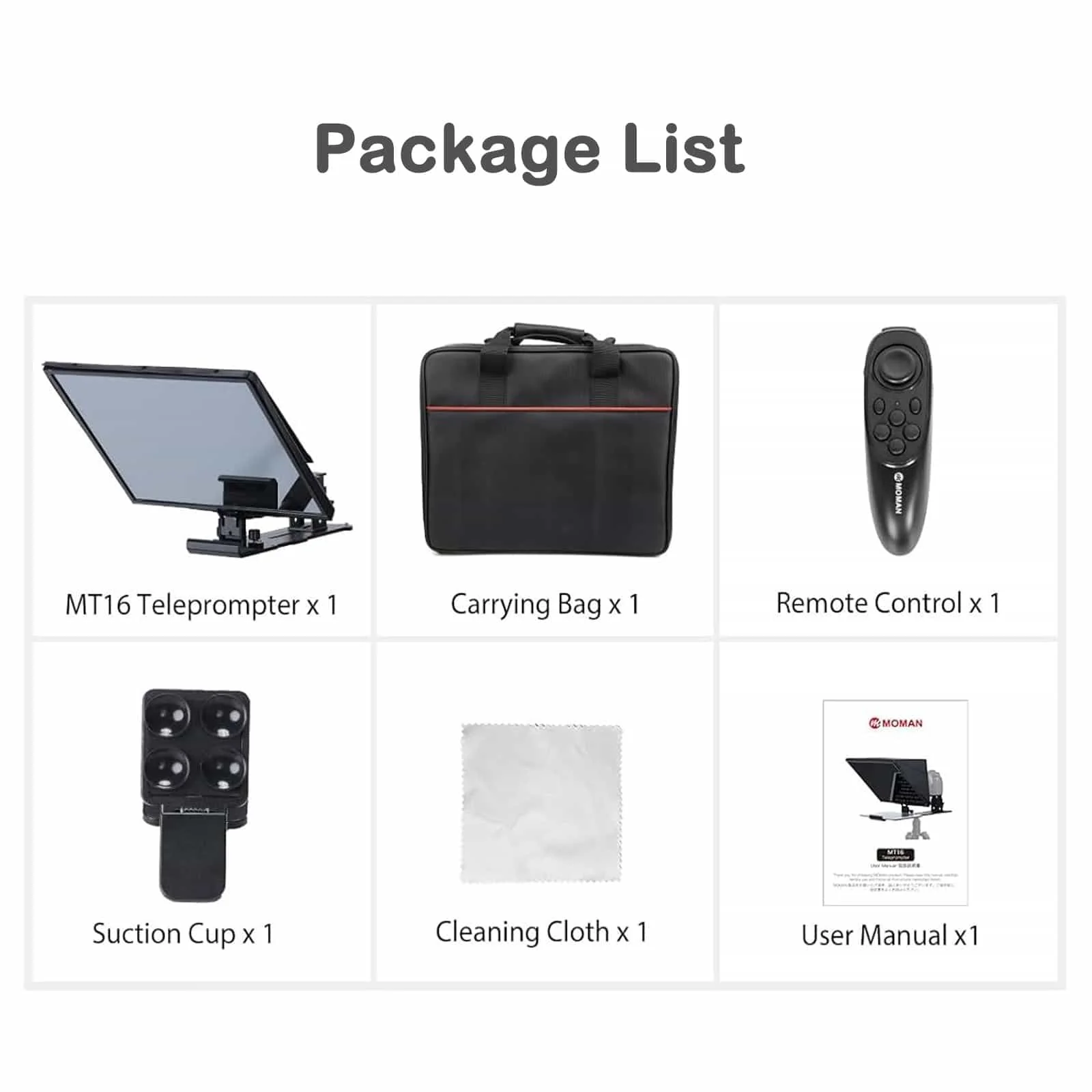 Moman MT16 Video Camera Teleprompter, 16-inch HD Display with APP & Remote Control - Image 9